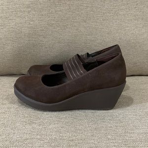Skechers rumblers odyssey Mary Jane wedge shoes womens size 9 brown